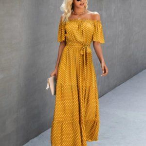 Off Shoulder Belted Dress